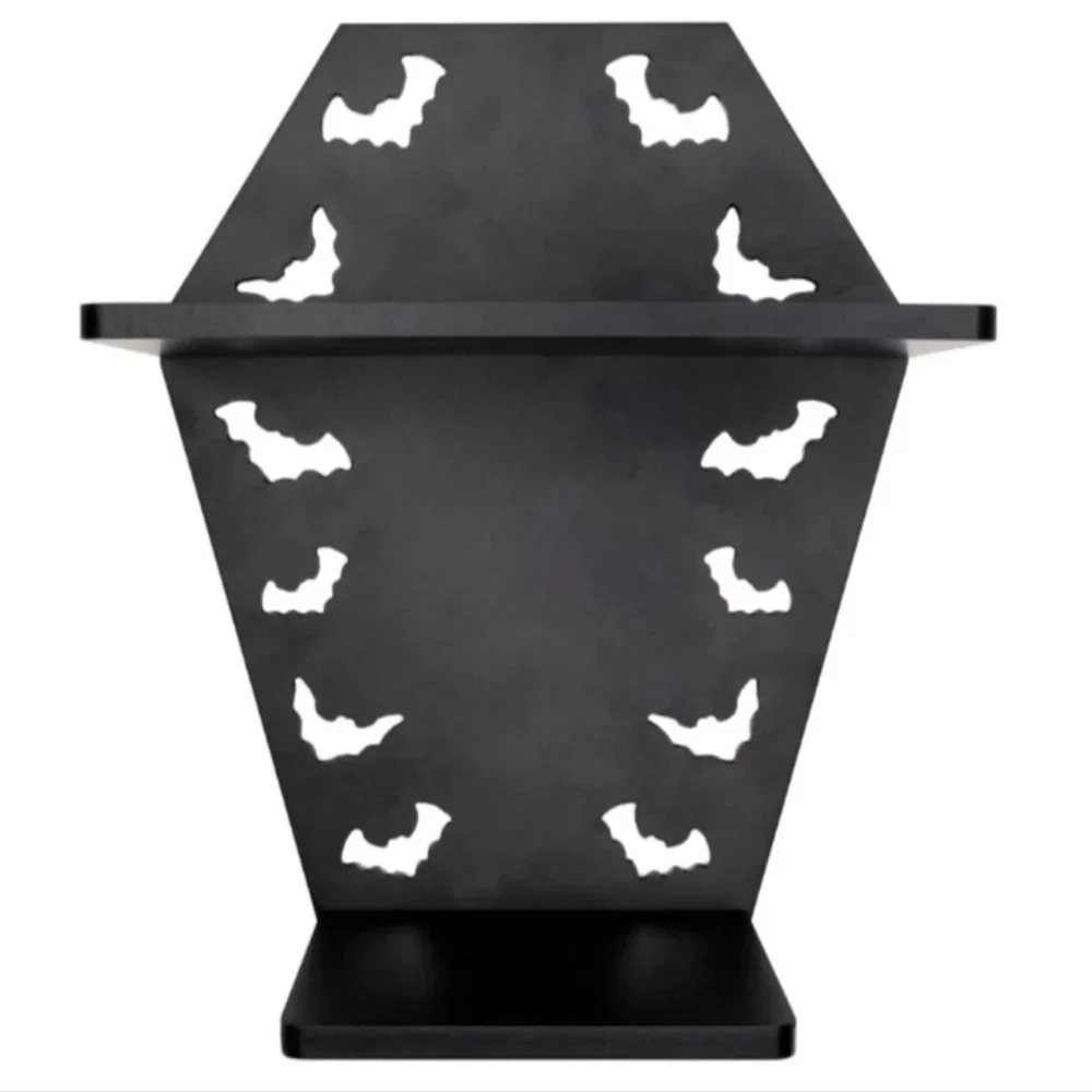 COFFIN BAT SHELF!! Black Mini Wooden Wall Shelving Kit NIB